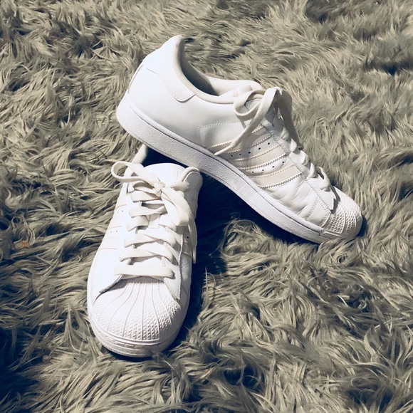 mens all white superstars